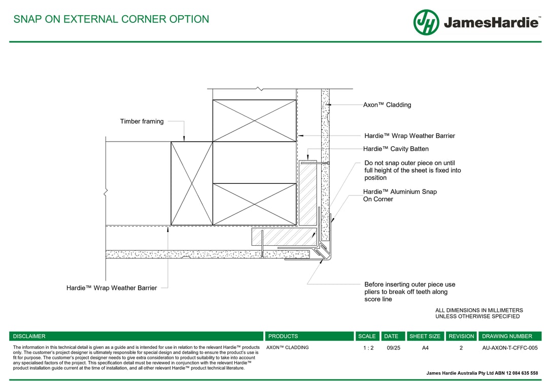 Image of AU-AXON-T-CFFC-005 - SNAP ON EXTERNAL CORNER OPTION