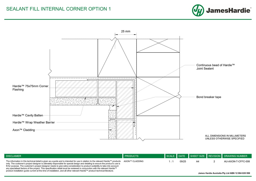 Image of AU-AXON-T-CFFC-008 - SEALANT FILL INTERNAL CORNER OPTION 1