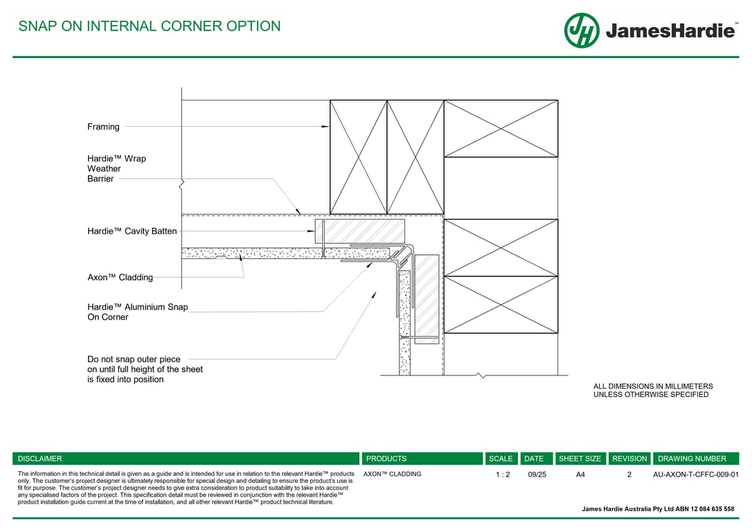 Image of AU-AXON-T-CFFC-009-01 - SNAP ON INTERNAL CORNER OPTION
