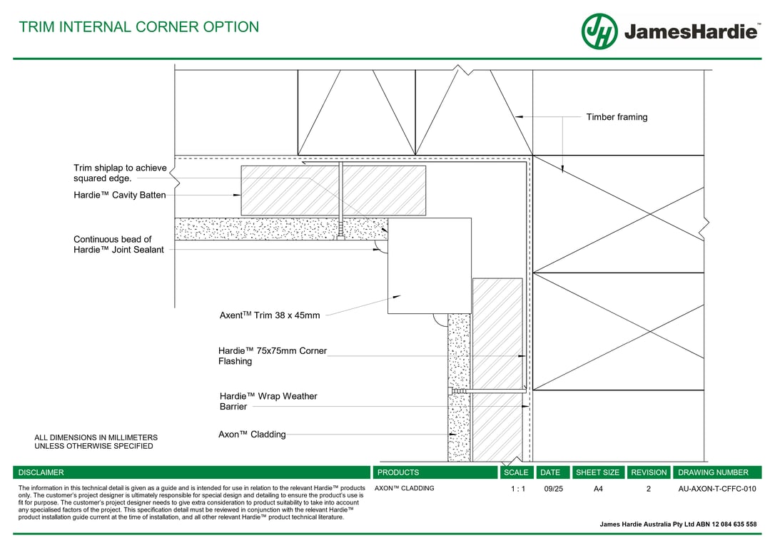 Image of AU-AXON-T-CFFC-010 - TRIM INTERNAL CORNER OPTION