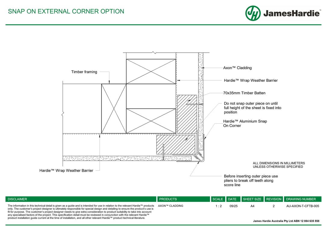 Image of AU-AXON-T-CFTB-005 - SNAP ON EXTERNAL CORNER OPTION