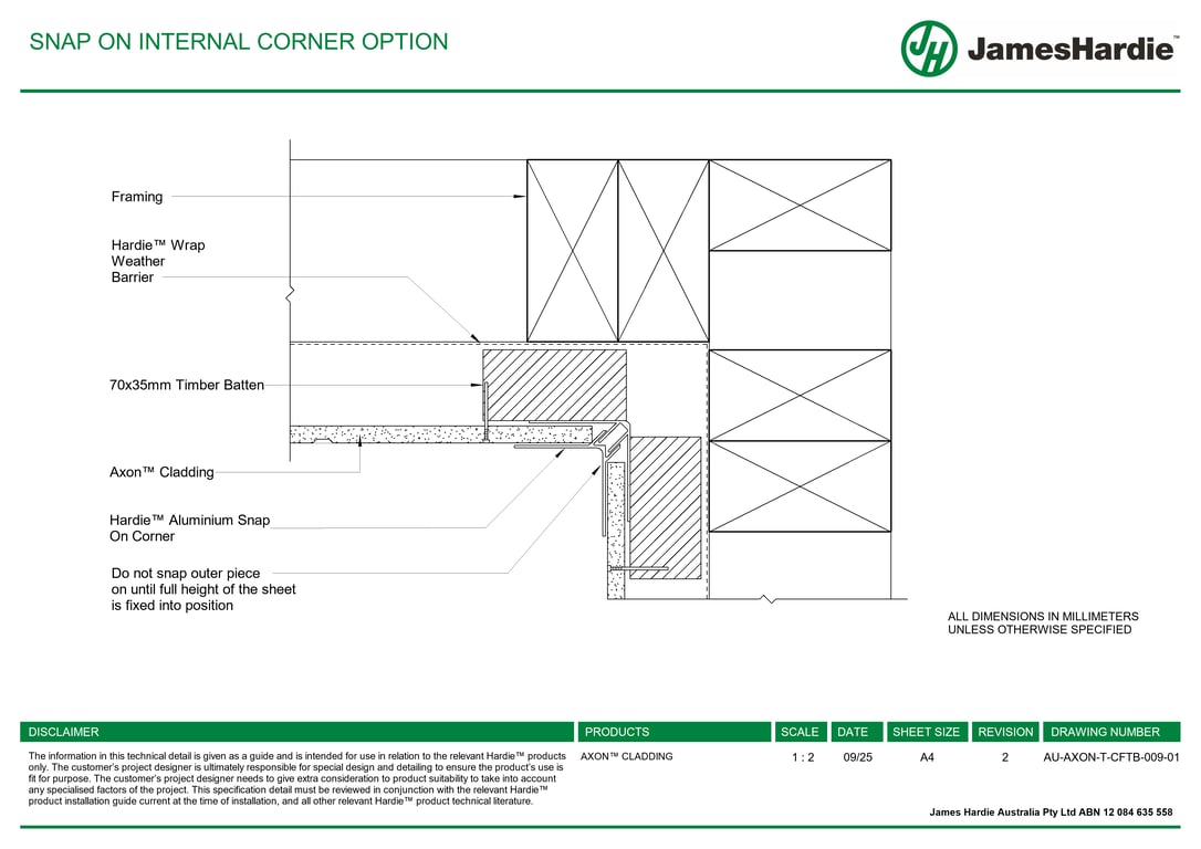 Image of AU-AXON-T-CFTB-009-01 - SNAP ON INTERNAL CORNER OPTION