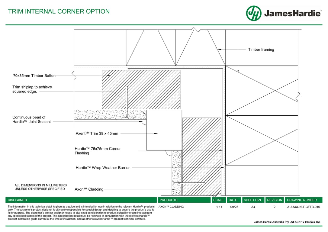 Image of AU-AXON-T-CFTB-010 - TRIM INTERNAL CORNER OPTION