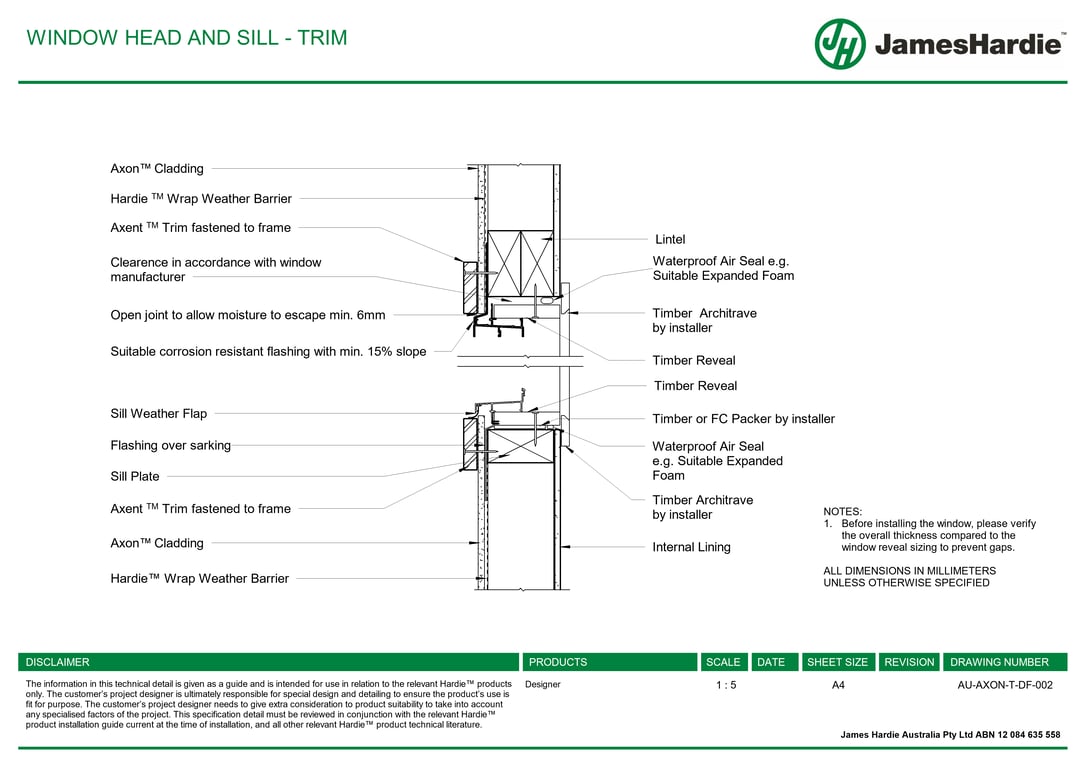Image of AU-AXON-T-DF-002 - WINDOW HEAD AND SILL - TRIM