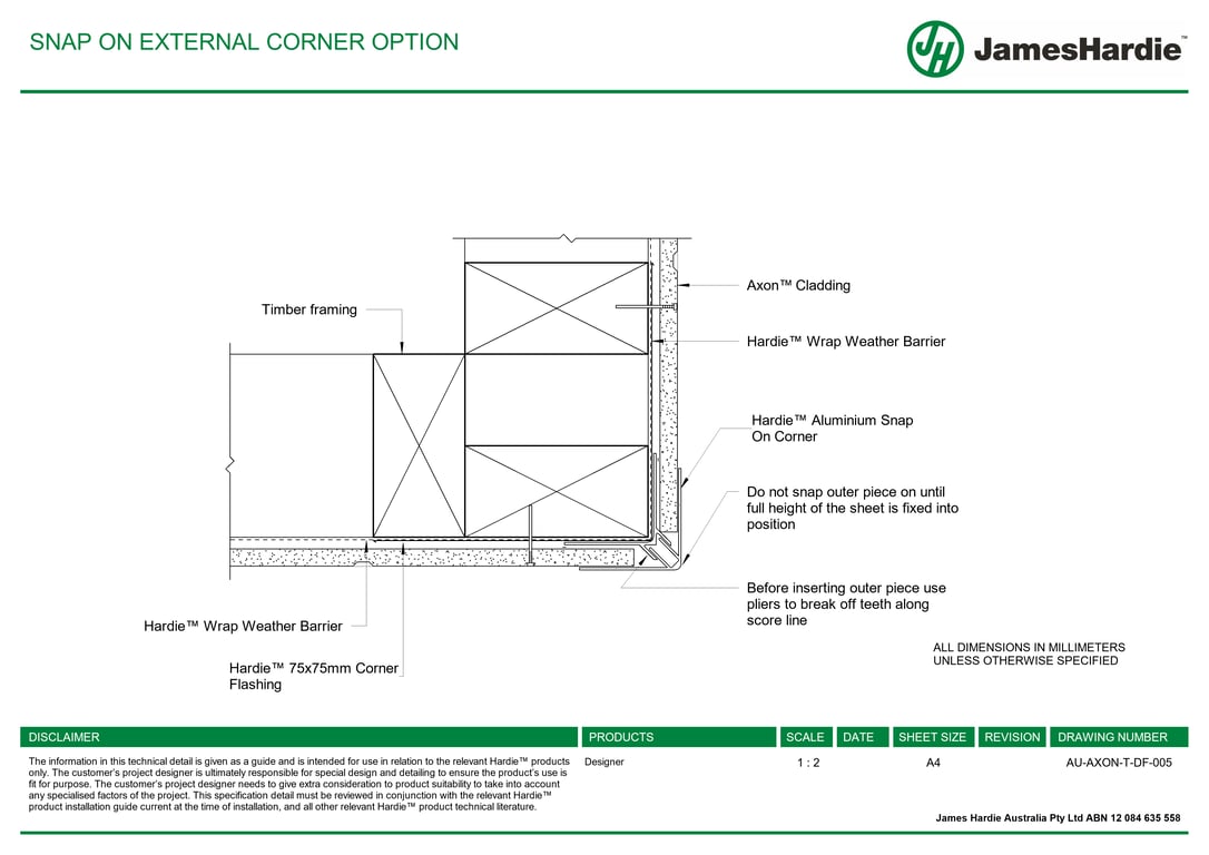 Image of AU-AXON-T-DF-005 - SNAP ON EXTERNAL CORNER OPTION
