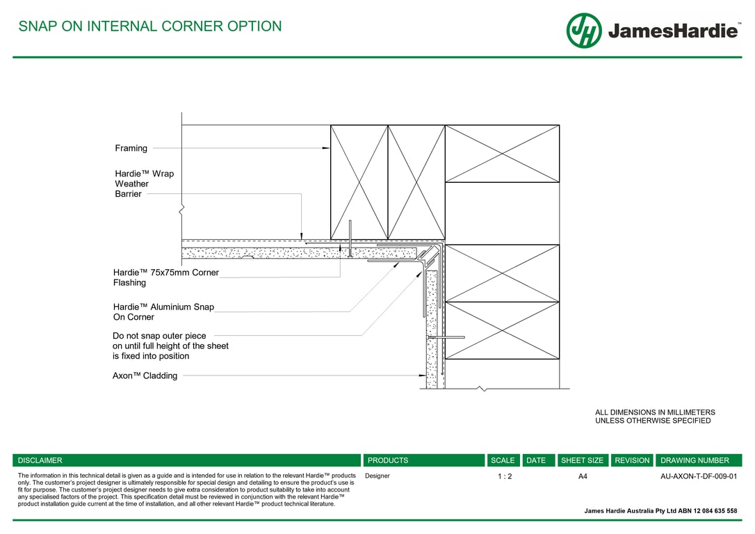 Image of AU-AXON-T-DF-009-01 - SNAP ON INTERNAL CORNER OPTION