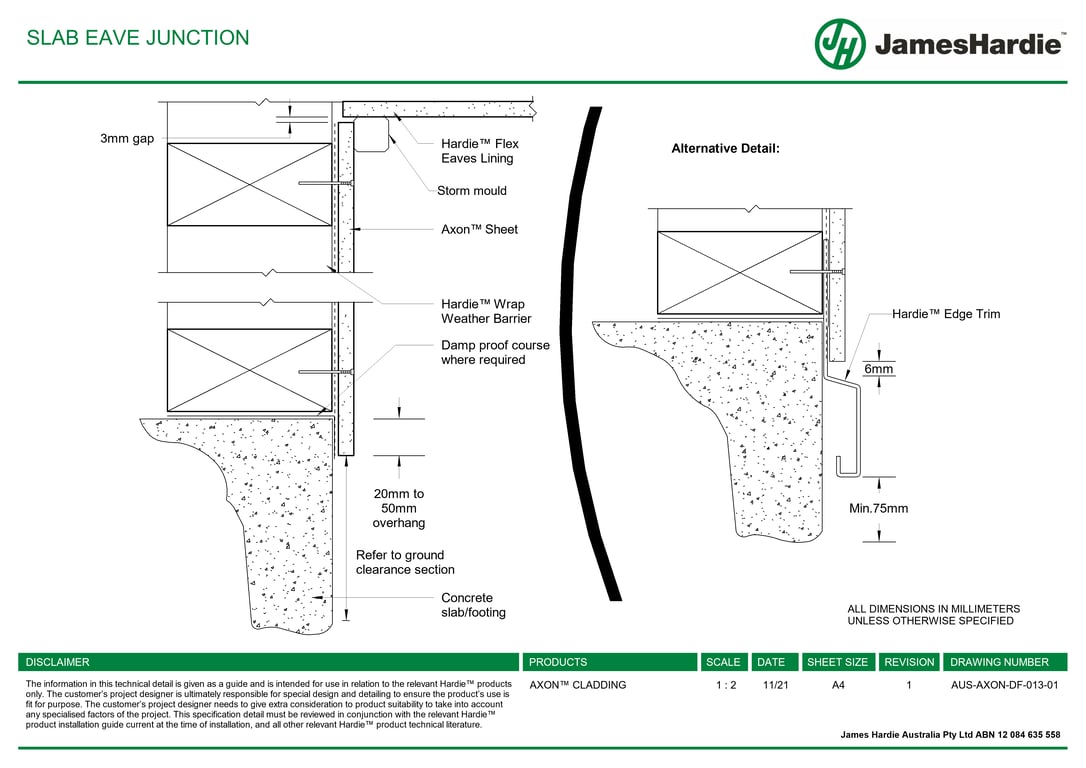 AUS-AXON-DF-013-01 - SLAB EAVE JUNCTION