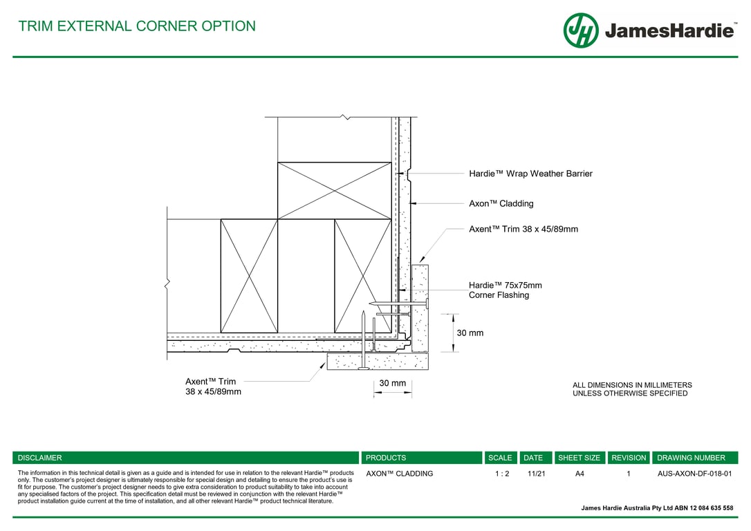 Navigate to AUS-AXON-DF-018-01 - TRIM EXTERNAL CORNER OPTION