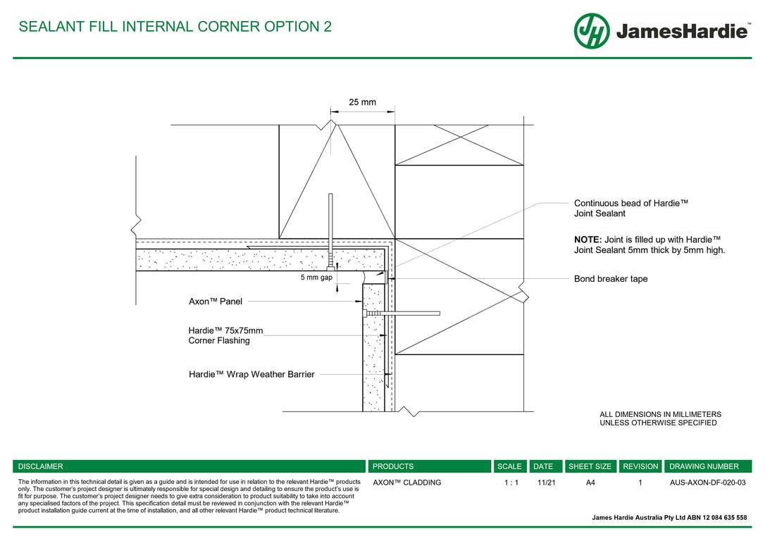  Image of AUS-AXON-DF-020-03 - SEALANT FILL INTERNAL CORNER OPTION 2