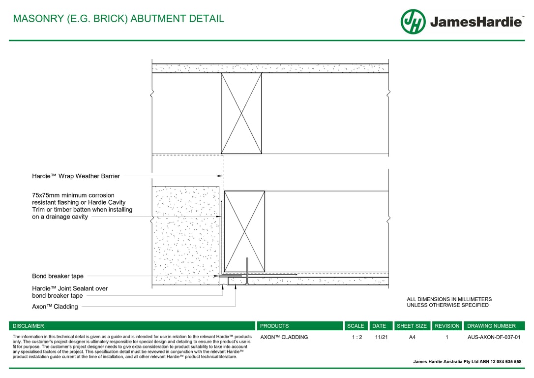  Image of AUS-AXON-DF-037-01 - MASONRY (E-G- BRICK) ABUTMENT DETAIL