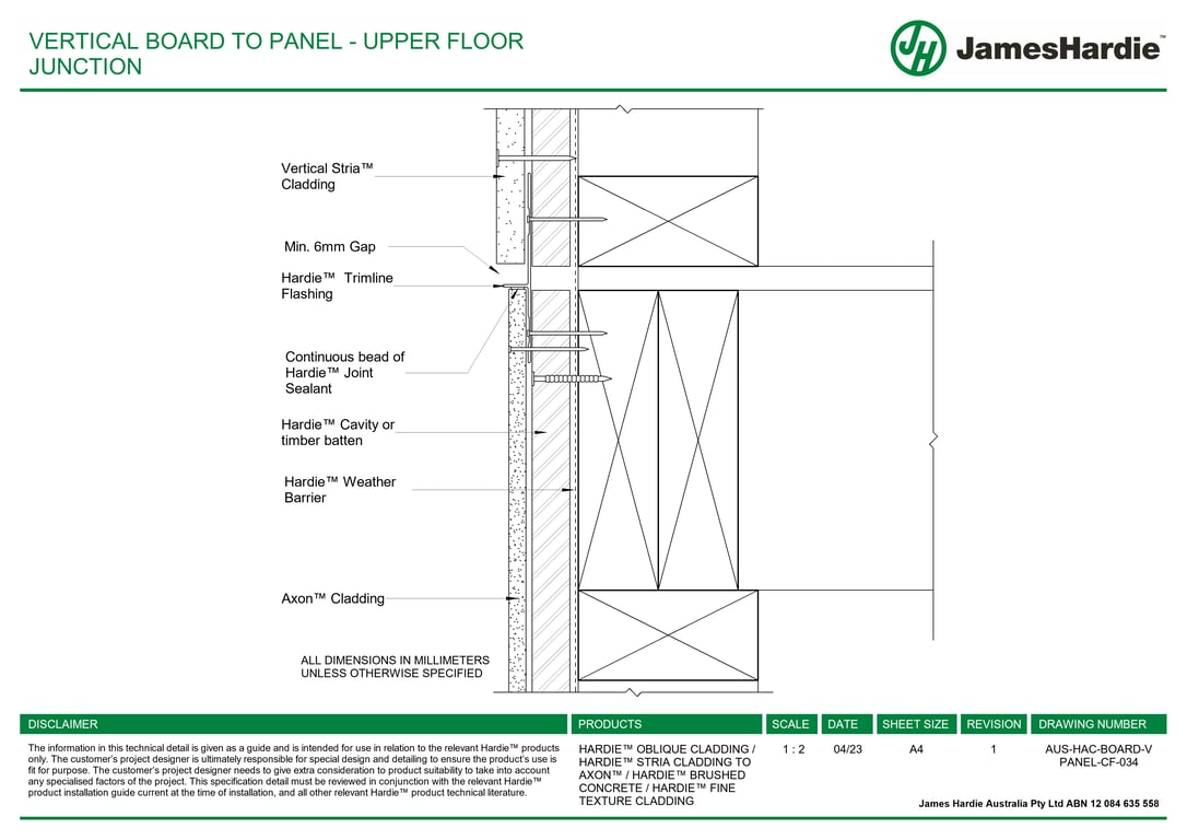 AUS-HAC-BOARD-V PANEL-CF-034 - VERTICAL BOARD TO PANEL - UPPER FLOOR JUNCTION