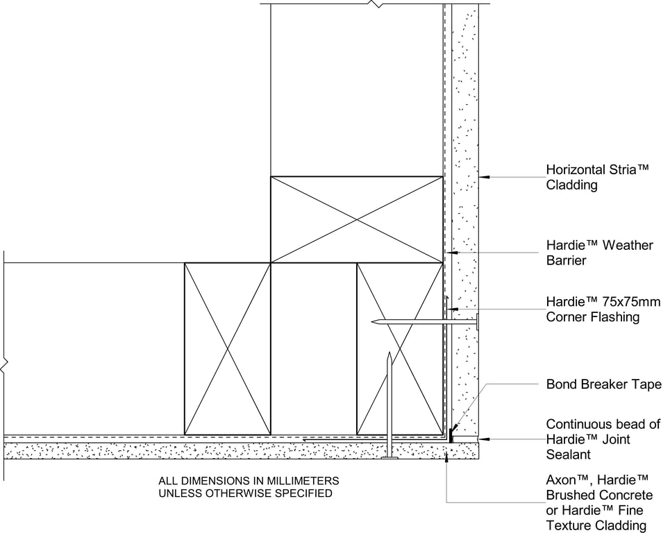 AXON-HBC-HTFC to OBLIQUE-STRIA HORIZONTAL DF External Corner Vertical Junction