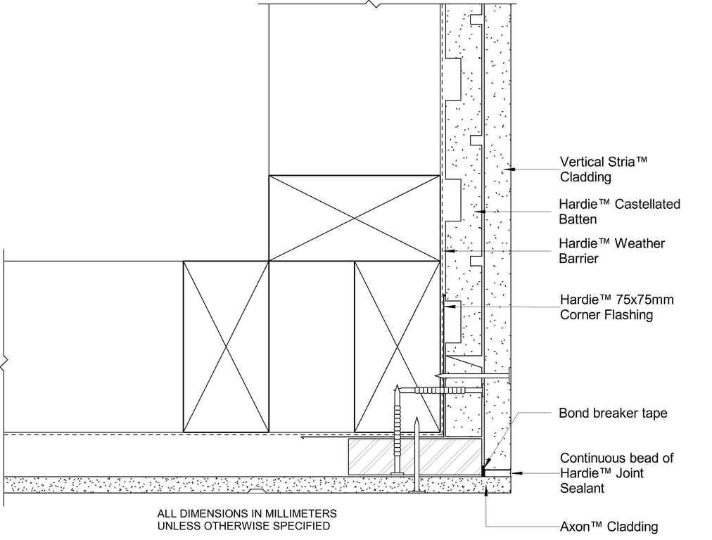 AXON-HBC-HTFC to OBLIQUE-STRIA VERTICAL CF External Corner Horizontal Junction