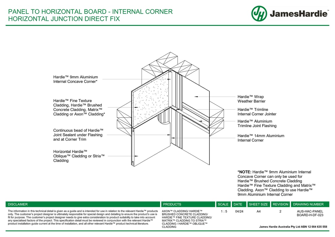 Navigate to AUS-HAC-PANEL BOARD-H-DF-023 - PANEL TO HORIZONTAL BOARD - INTERNAL CORNER HORIZONTAL JUNCTION DIRECT FIX
