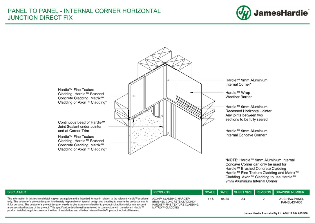 Navigate to AUS-HAC-PANEL PANEL-DF-008 - PANEL TO PANEL - INTERNAL CORNER HORIZONTAL JUNCTION DIRECT FIX