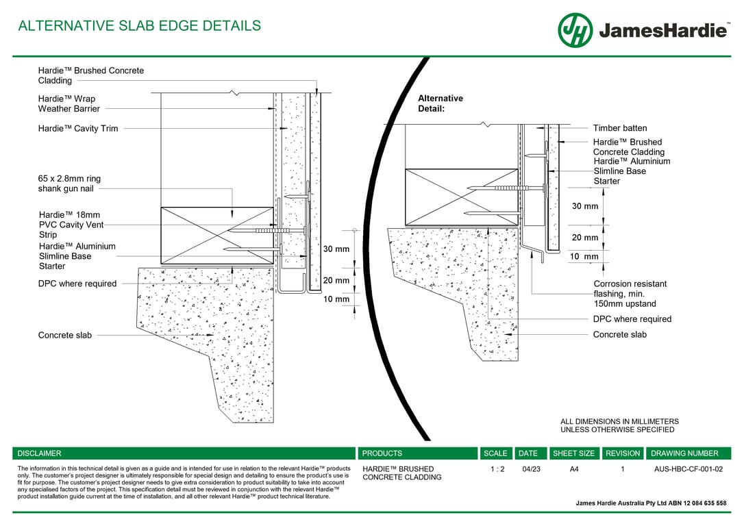 AUS-HBC-CF-001-02 - ALTERNATIVE SLAB EDGE DETAILS