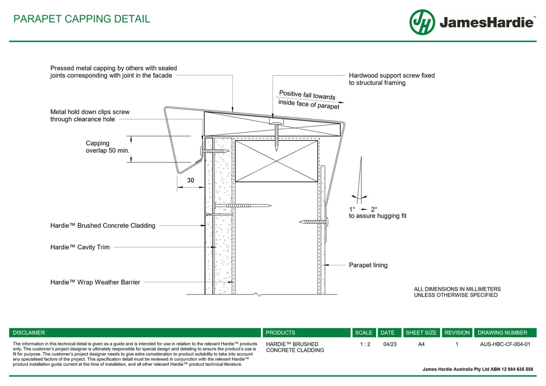 AUS-HBC-CF-004-01 - PARAPET CAPPING DETAIL