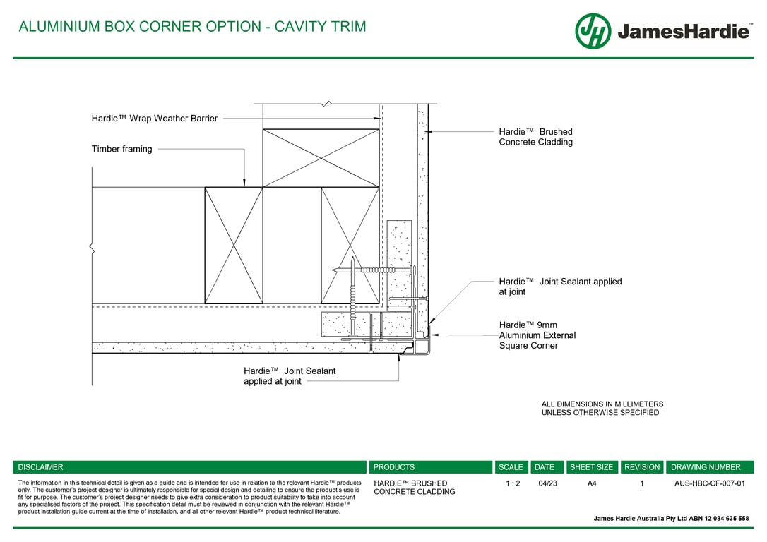  Image of AUS-HBC-CF-007-01 - ALUMINIUM BOX CORNER OPTION - CAVITY TRIM