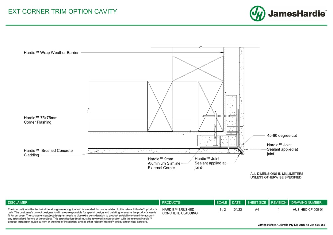  Image of AUS-HBC-CF-008-01 - EXT CORNER TRIM OPTION CAVITY