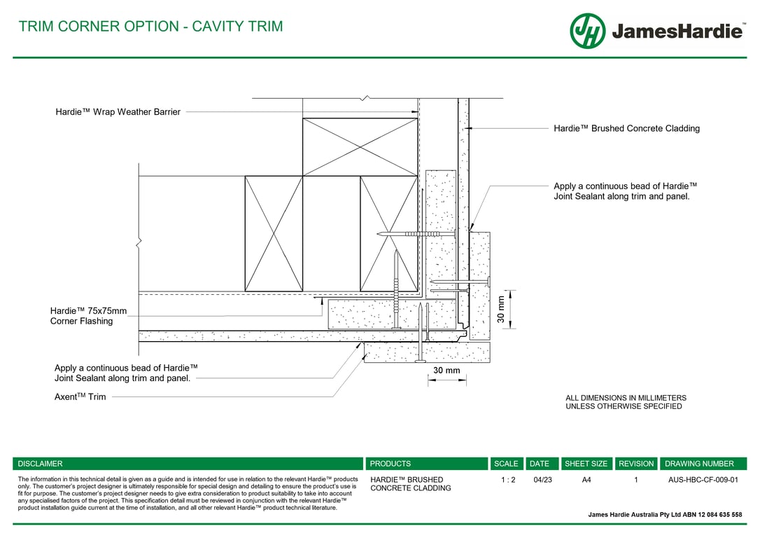  Image of AUS-HBC-CF-009-01 - TRIM CORNER OPTION - CAVITY TRIM