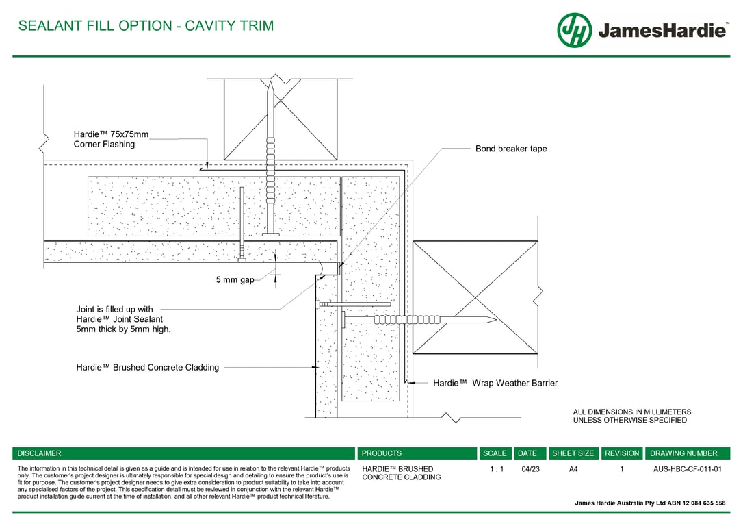 Navigate to AUS-HBC-CF-011-01 - SEALANT FILL OPTION - CAVITY TRIM