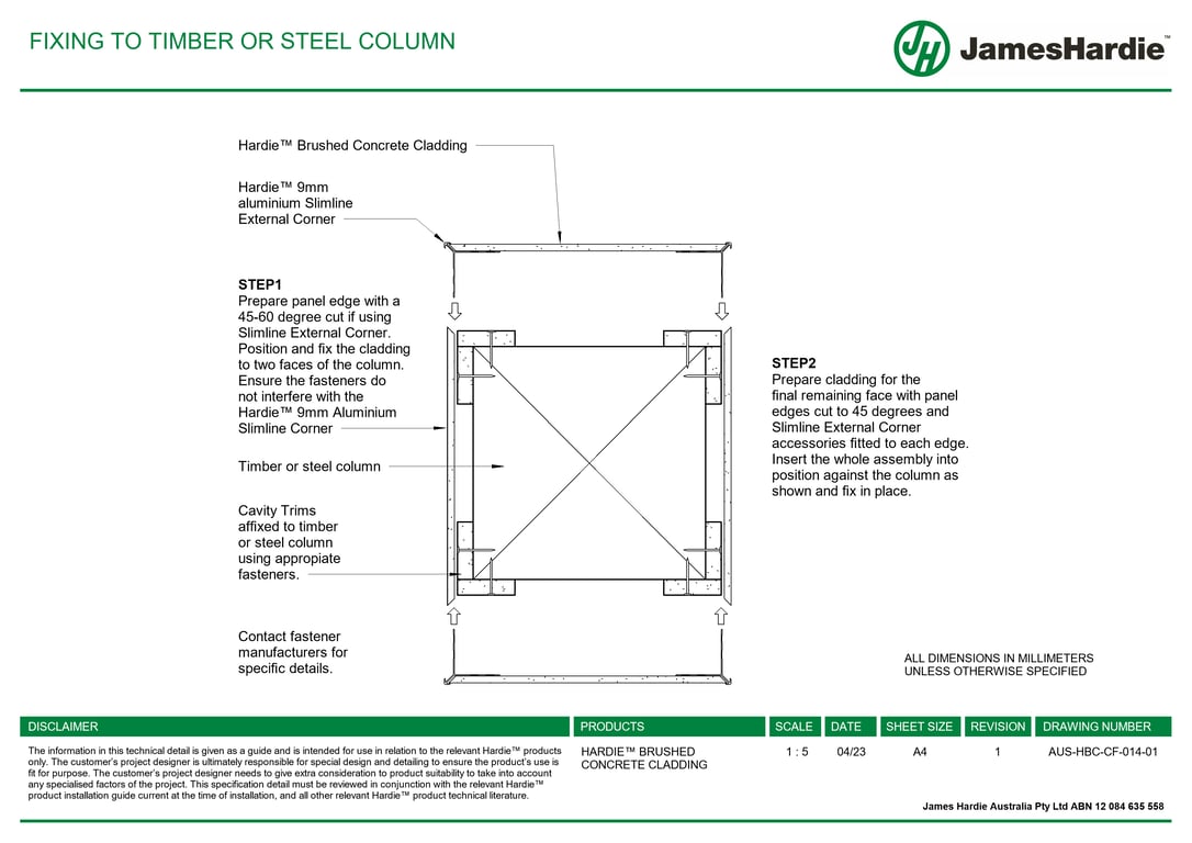  Image of AUS-HBC-CF-014-01 - FIXING TO TIMBER OR STEEL COLUMN