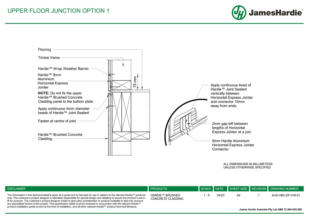 AUS-HBC-DF-016-01 - UPPER FLOOR JUNCTION OPTION 1
