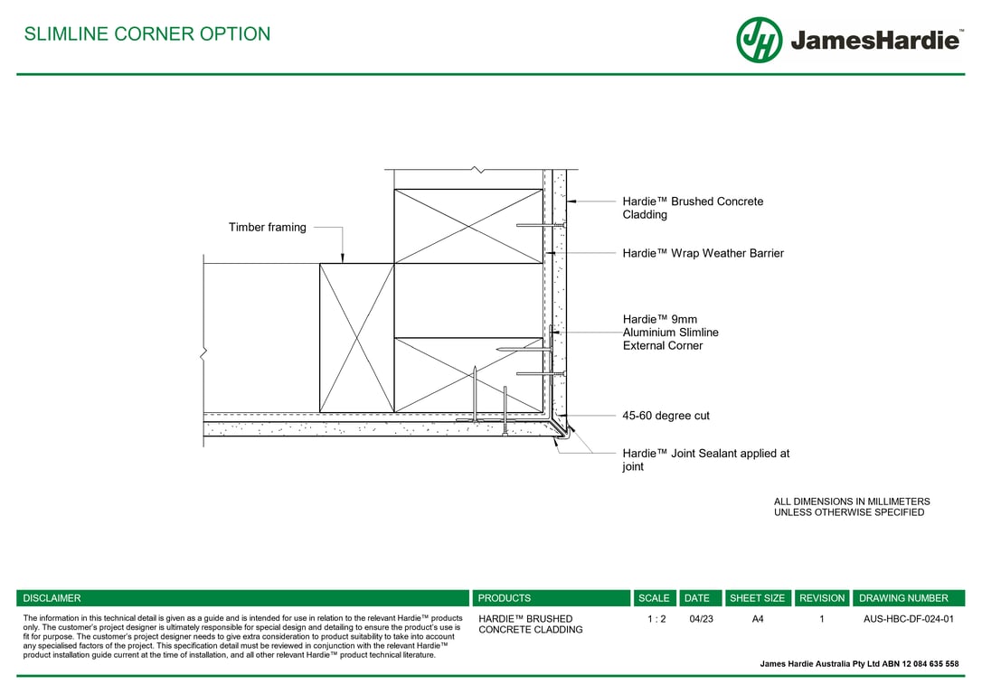 Navigate to AUS-HBC-DF-024-01 - SLIMLINE CORNER OPTION