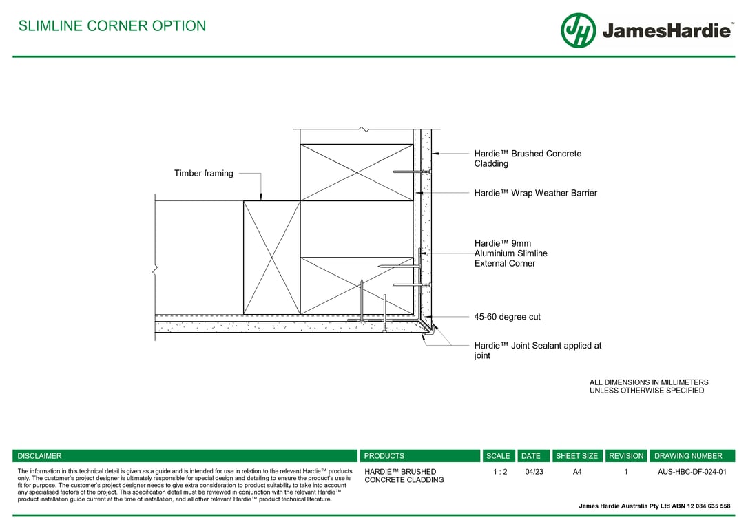 AUS-HBC-DF-024-01 - SLIMLINE CORNER OPTION