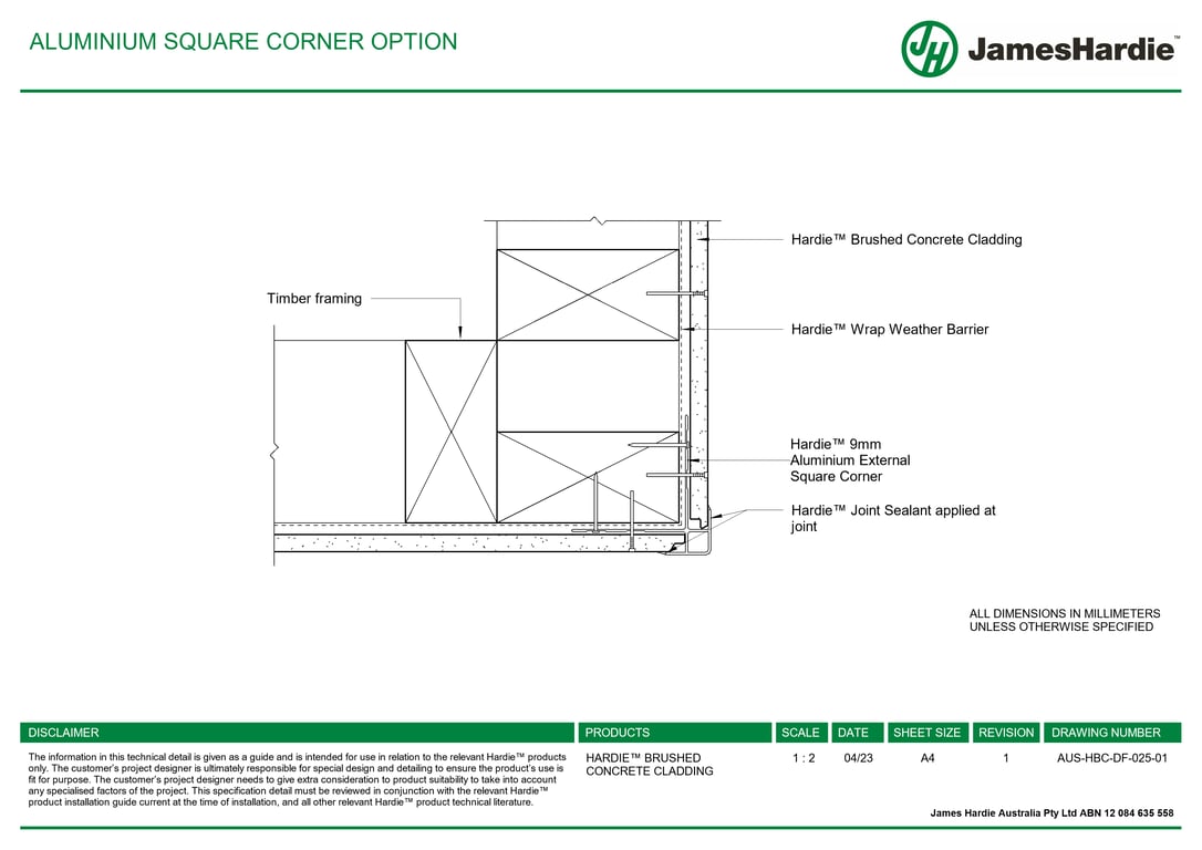 Navigate to AUS-HBC-DF-025-01 - ALUMINIUM SQUARE CORNER OPTION
