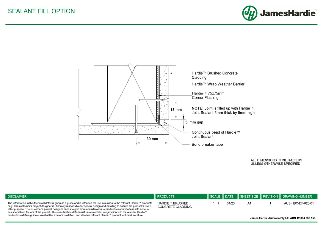 AUS-HBC-DF-026-01 - SEALANT FILL OPTION