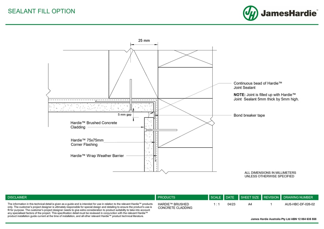 Navigate to AUS-HBC-DF-026-02 - SEALANT FILL OPTION