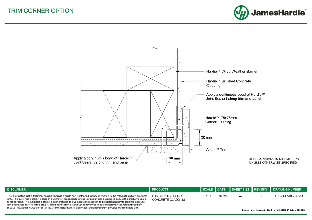 Navigate to AUS-HBC-DF-027-01 - TRIM CORNER OPTION