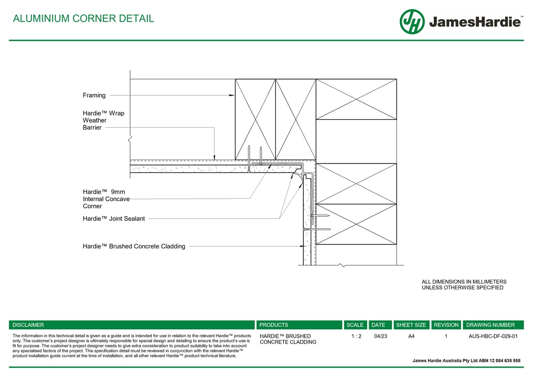 Navigate to AUS-HBC-DF-029-01 - ALUMINIUM CORNER DETAIL