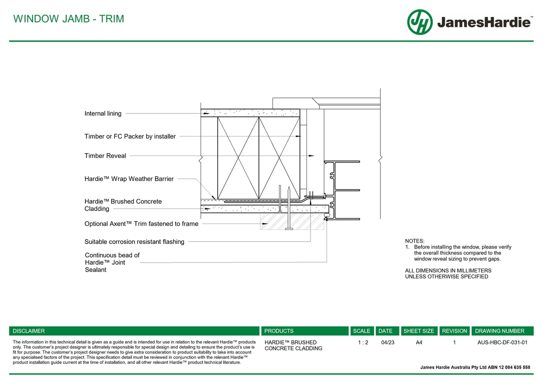 AUS-HBC-DF-031-01 - WINDOW JAMB - TRIM