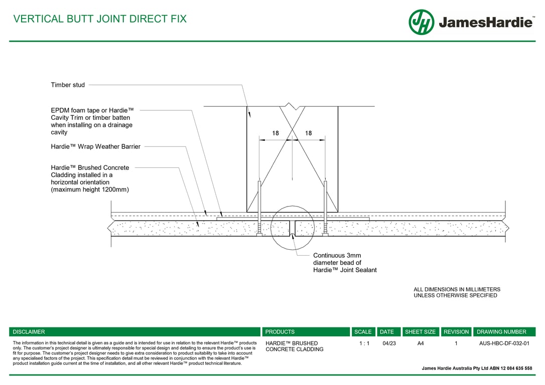 AUS-HBC-DF-032-01 - VERTICAL BUTT JOINT DIRECT FIX