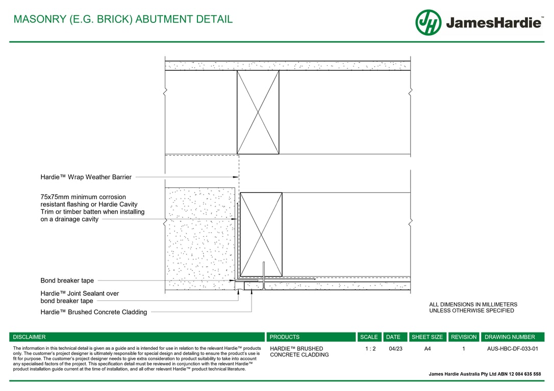  Image of AUS-HBC-DF-033-01 - MASONRY (E-G- BRICK) ABUTMENT DETAIL