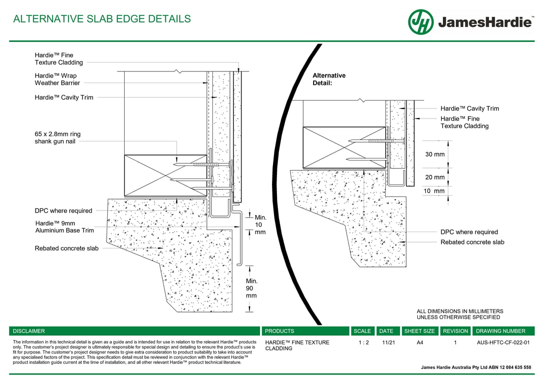  Image of AUS-HFTC-CF-022-01 - ALTERNATIVE SLAB EDGE DETAILS