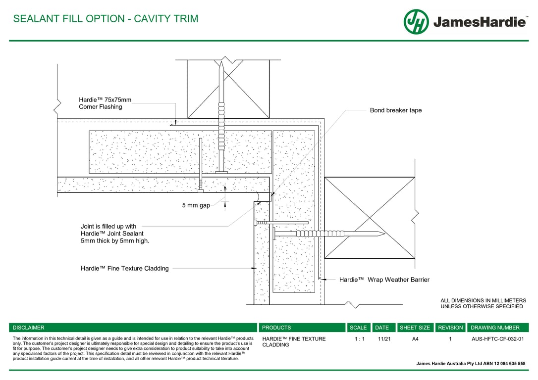 Navigate to AUS-HFTC-CF-032-01 - SEALANT FILL OPTION - CAVITY TRIM