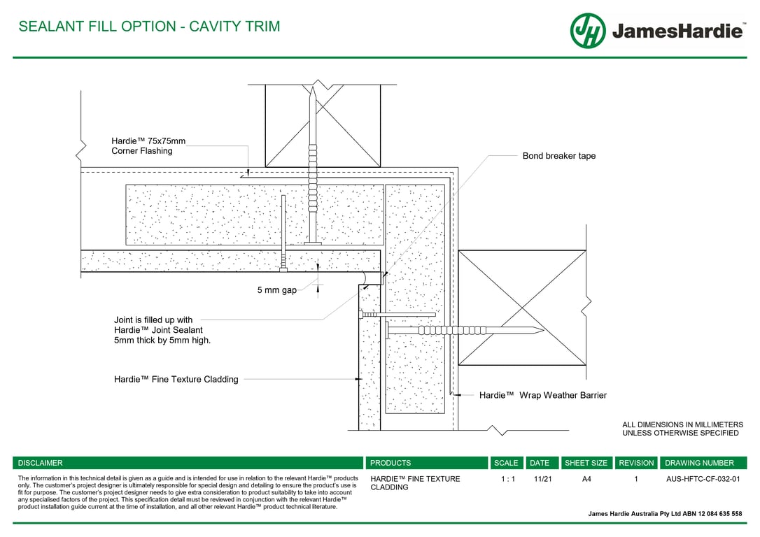 AUS-HFTC-CF-032-01 - SEALANT FILL OPTION - CAVITY TRIM