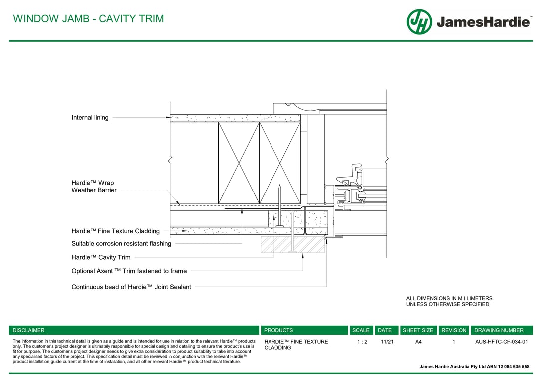  Image of AUS-HFTC-CF-034-01 - WINDOW JAMB - CAVITY TRIM