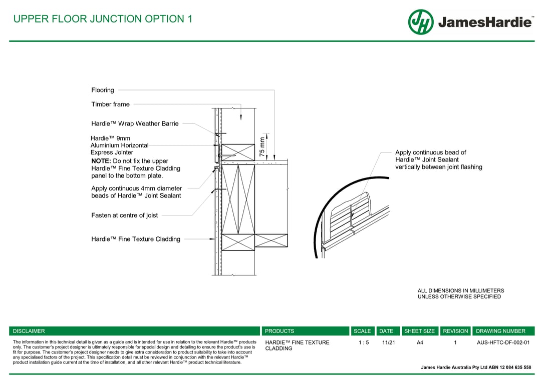 AUS-HFTC-DF-002-01 - UPPER FLOOR JUNCTION OPTION 1