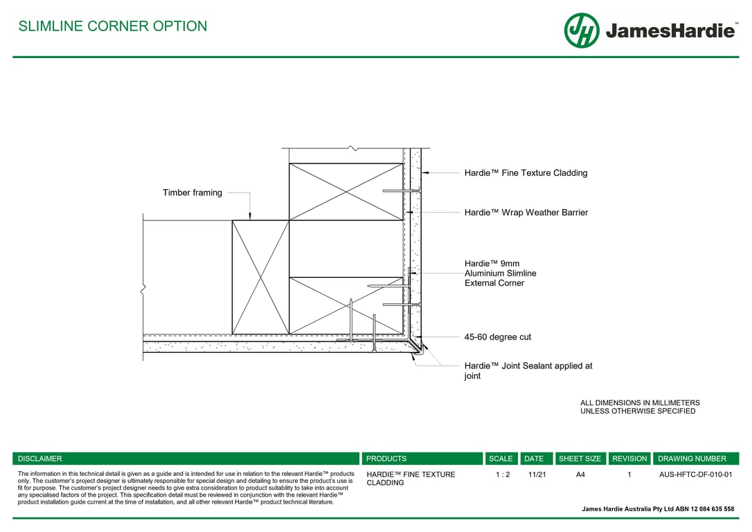 AUS-HFTC-DF-010-01 - SLIMLINE CORNER OPTION