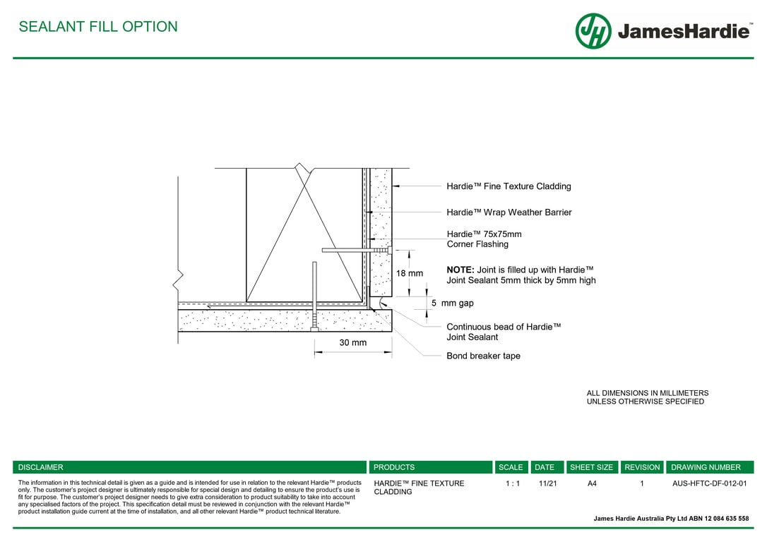 Navigate to AUS-HFTC-DF-012-01 - SEALANT FILL OPTION
