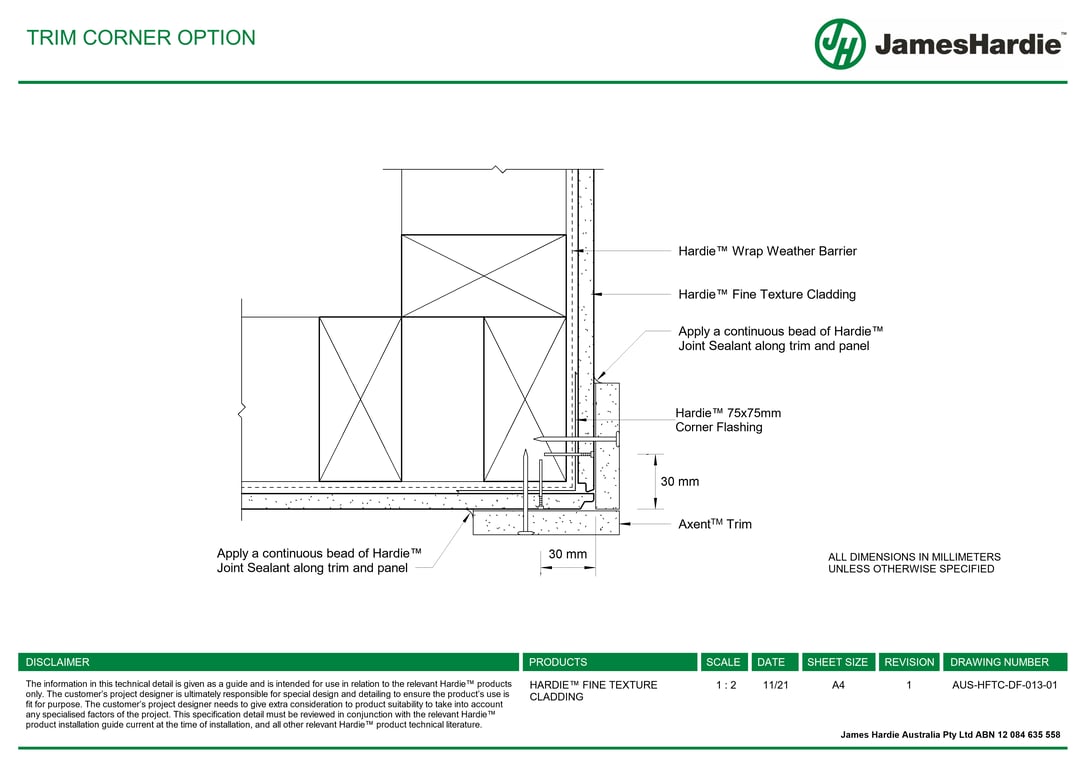 Navigate to AUS-HFTC-DF-013-01 - TRIM CORNER OPTION