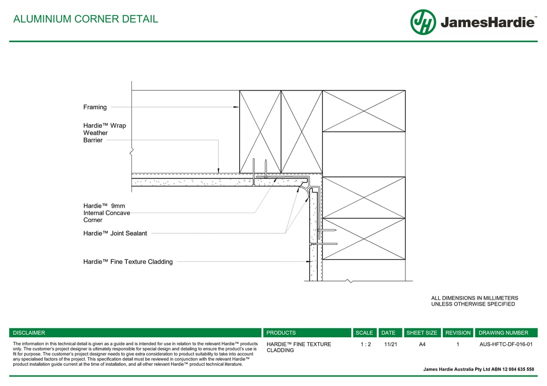 Navigate to AUS-HFTC-DF-016-01 - ALUMINIUM CORNER DETAIL