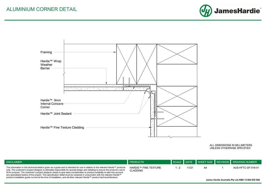  Image of AUS-HFTC-DF-016-01 - ALUMINIUM CORNER DETAIL