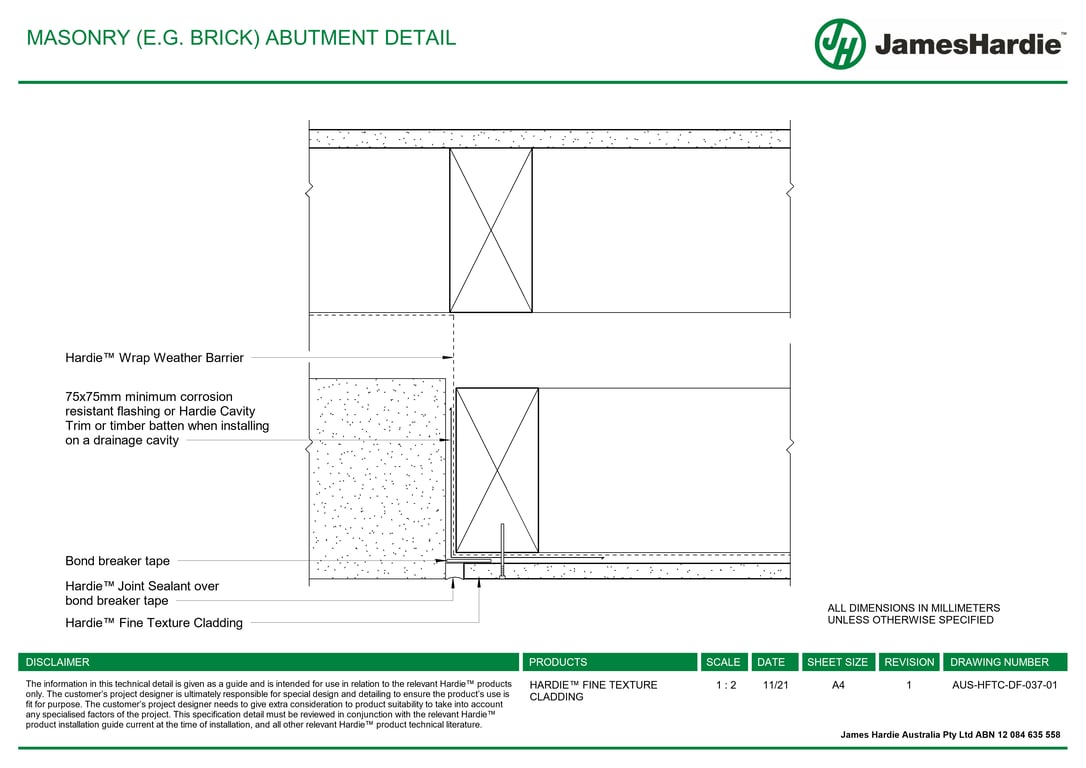  Image of AUS-HFTC-DF-037-01 - MASONRY (E-G- BRICK) ABUTMENT DETAIL
