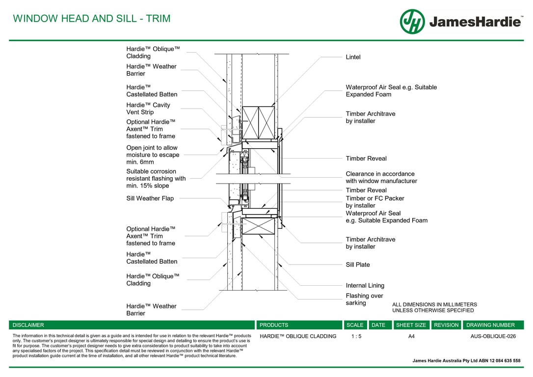 AUS-OBLIQUE-026 - WINDOW HEAD AND SILL - TRIM