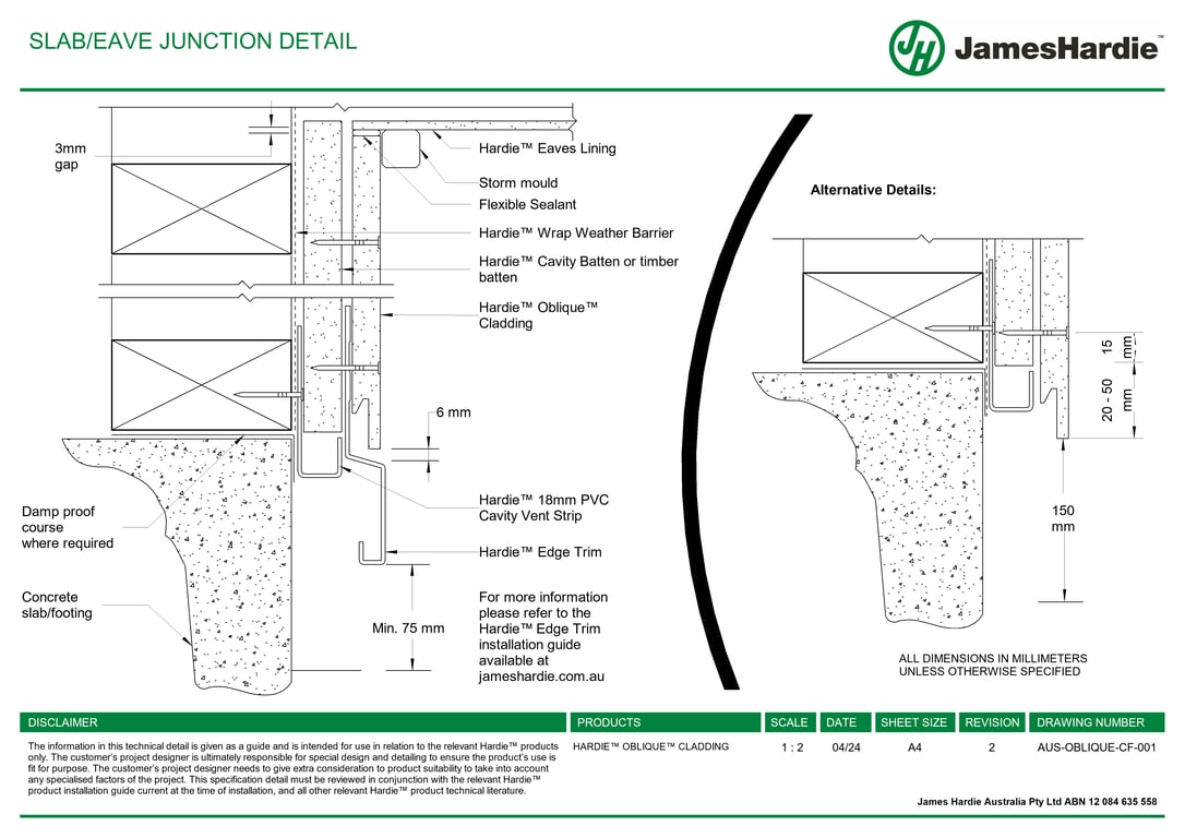 Navigate to AUS-OBLIQUE-CF-001 - SLAB-EAVE JUNCTION DETAIL